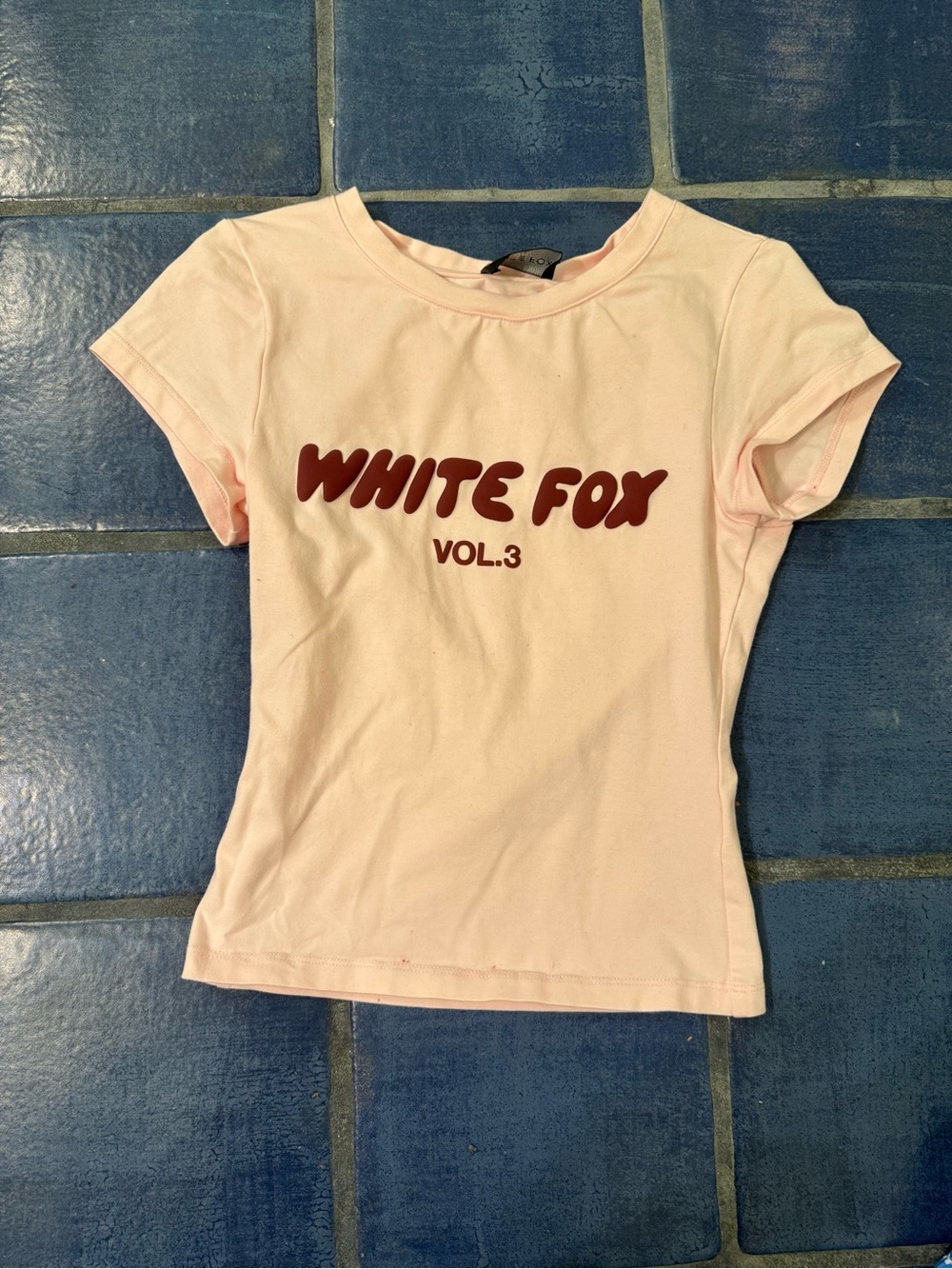 White Fox Boutique Pink Tee with Maroon Logo